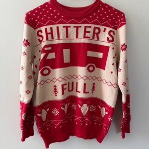 Ugly Christmas Sweater: National Lampoon Men’s Beige & Red Size S/M Holiday